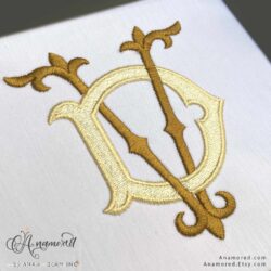 DV interlocking embroidery monogram design