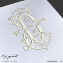 DE interlocking embroidery monogram design