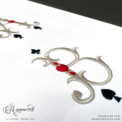 Alice Playing Cards Embroidery Monogram Font for Embroidery Machines, sewout of B and A