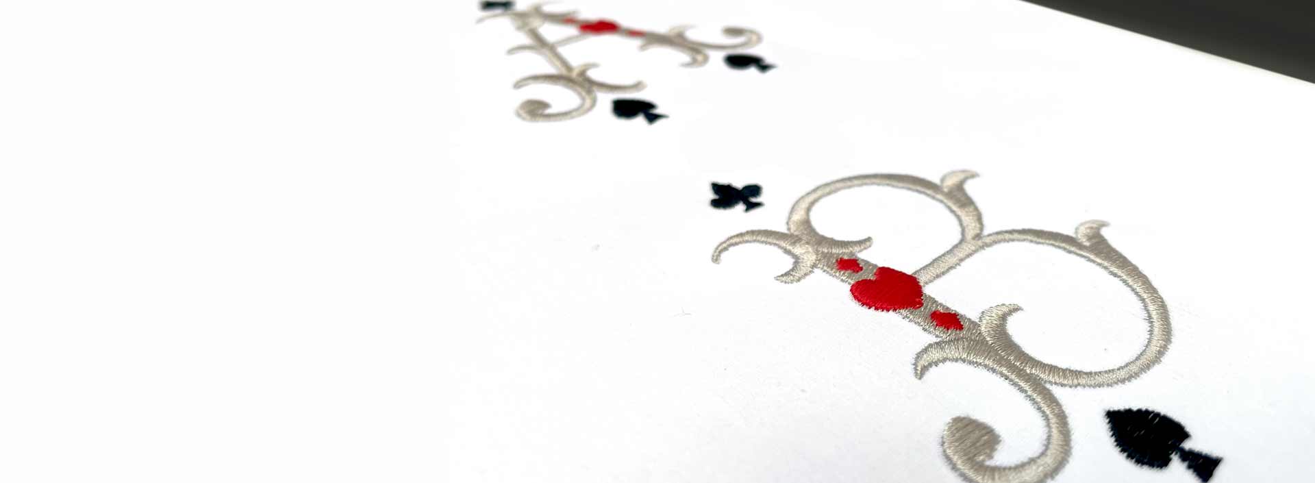Alice Playing Cards Embroidery Monogram, A and B sewouts