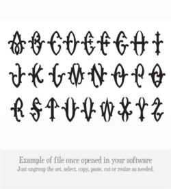 Firenze Monogram Cuttable Vector Font;, Letters A-Z