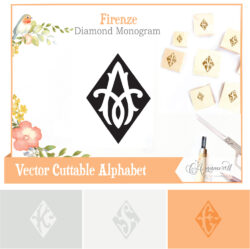 Firenze Diamond Embroidery Font, Cuttable SVG