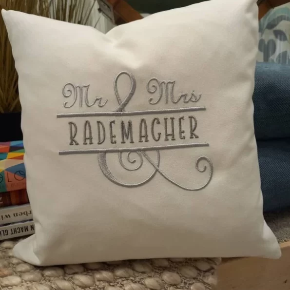 Mr and Mrs Embroidery Name Frame, Customer Review Photo Pillow