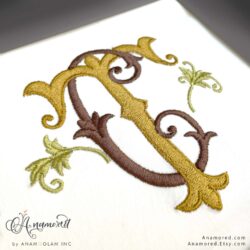 Interlocking C and T embroidery monogram design