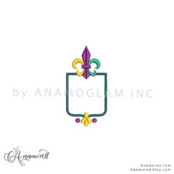 Fleur de Lis Embroidery Monogram Crest, Digital Proof