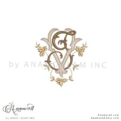 JV embroidery monogram, digital proof