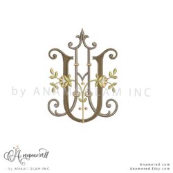 AU embroidery Floral Monogram, Digital Proof