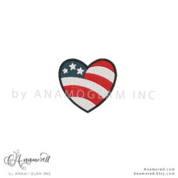 Heart Shaped USA Embroidery Flag Digital Proof,