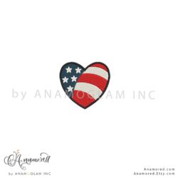 American Heart Flag. Waving Closeup, Digital Proof,