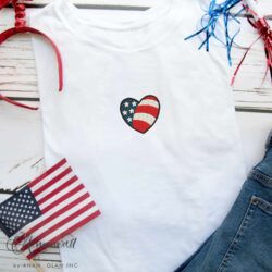 American Heart Flag. Waving Closeup, Digital Proof, Mockup