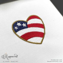 usa heart flag embroidery sewout