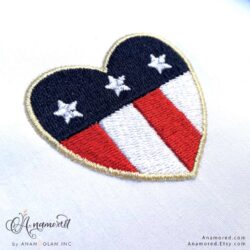 Heart USA flag banner Embroidery