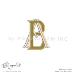 AB interlocking embroidery monogram design, digital proof