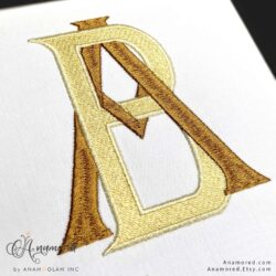 AB interlocking embroidery monogram design, sewout