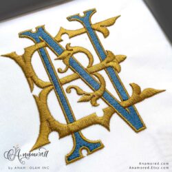 Sewout E and N Vintage Embroidery Monogram Design File