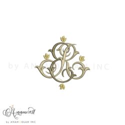 Digital proof interlocking E and R embroidery monogram design