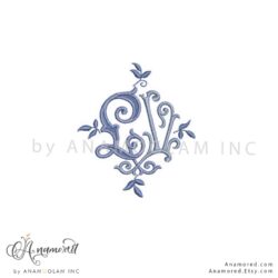 LV interlocking monogram, digital proof in blue