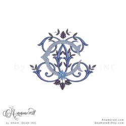 cc embroidery monogram design, digital proof