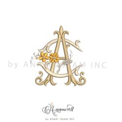 A and C vintage interlocking floral monogram design, digital proof