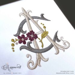 A and C vintage interlocking floral monogram design, sewout