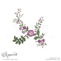 Anamotique Vintage Floral Embroidery Design Pattern, digital proof
