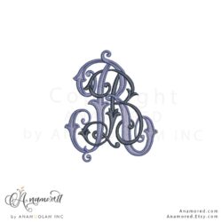 BR embroidery monogram design, digital proof