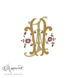Vintage J and W embroidery monogram design, digital proof