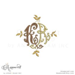 interlocking K and R embroidery monogram design