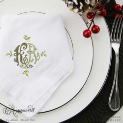 interlocking K and R embroidery monogram design mockup