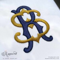 RS embroidery monogram design, sewout