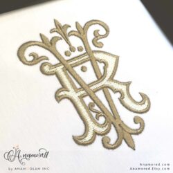 RV embroidery monogram design, sewout