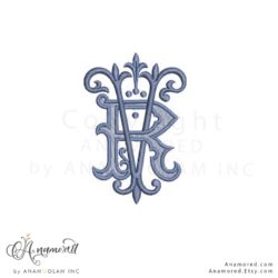 RV embroidery monogram design, digital proof