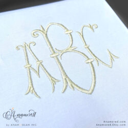 2 sizes (2" & 3") Maia Fishtail Embroidery Font