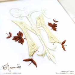 FM embroidery monogram design, sewout