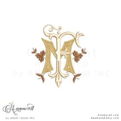 FM embroidery monogram design,