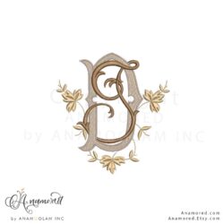 J and D Embroidery Monogram Design, Digital Proof