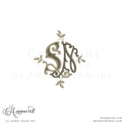 SN interlocking embroidery monogram design