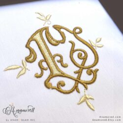 TJ vintage Monza embroidery monogram design