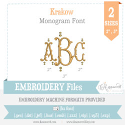krakow embroidery font, 2 and 3 inch