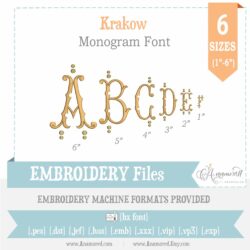 6 sizes (1-6 inch) (Best Deal) Krakow Vintage Embroidery Monogram Font