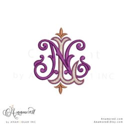 NL embroidery monogram design
