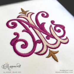NL-interlocking-embroidery monogram design, side view
