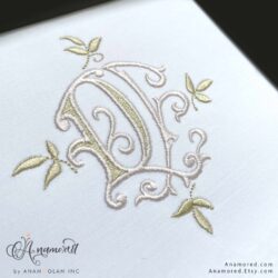 DF Monza Contrasting Embroidery Monogram Design, Sewout
