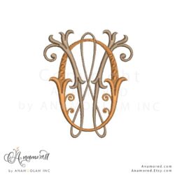 Vintage O and W Embroidery Monogram Design Digital Proof