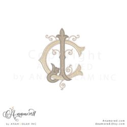JC embroidery monogram design, digital proof