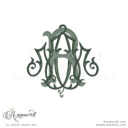 MRM interlockjing embroidery monogram design, digital proof