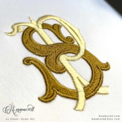 S and P interlocking embroidery monogram design