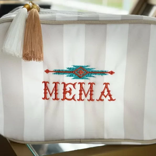 French fishtail embroidery monogram on cosmetic case review photo