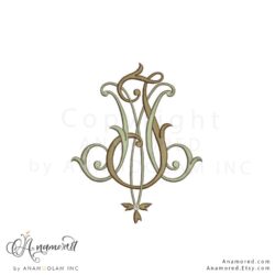 JM embroidery monogram, digital proof