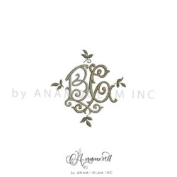 B and G interlocking embroidery monogram design, Monza Style, digital proof